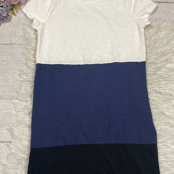 Boden Slub Colorblock Striped Crewneck T-Shirt Dress Long Fit - Picture 9 of 11